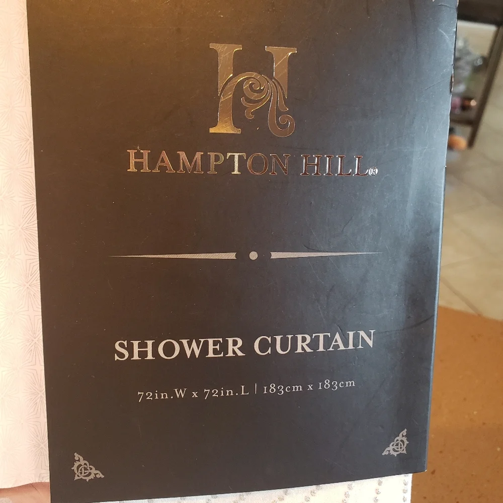 White With Silver Shower Curtain